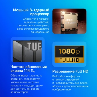 Ноутбук Asus TUF Gaming A17 FA707NUR-HX013 Ryzen 7 7435HS 16Gb SSD512Gb NVIDIA GeForce RTX4050 6Gb 17.3" IPS FHD (1920x1080) без ОС grey WiFi BT Cam (90NR0JL5-M000K0) - купить недорого с доставкой в интернет-магазине
