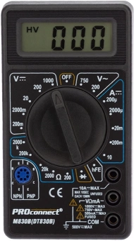 Мультиметр PROconnect M830B DT830B цифровой черный (13-3011) - купить недорого с доставкой в интернет-магазине