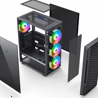 Корпус Accord 3338 черный без БП ATX 6x120mm 1xUSB2.0 1xUSB3.0 audio bott PSU - купить недорого с доставкой в интернет-магазине