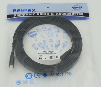 Кабель аудио-видео FLAT HDMI (m)/HDMI (m) 3м. черный - купить недорого с доставкой в интернет-магазине