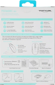 Числовой блок + мышь A4Tech Fstyler FG1600C Air клав:серый мышь:серый/черный USB беспроводная slim (FG1600C) - купить недорого с доставкой в интернет-магазине