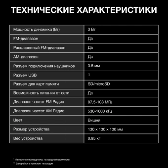 Радиоприемник настольный Hyundai H-SRS200 вишня USB SD/microSD - купить недорого с доставкой в интернет-магазине