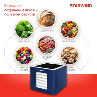 Сушка для фруктов и овощей Starwind SFD9534 12под. 400Вт синий - купить недорого с доставкой в интернет-магазине