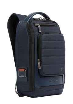 Рюкзак слинг мужской Piquadro Oberon CA7277W150/BLU синий нейлон/натур.кожа - купить недорого с доставкой в интернет-магазине