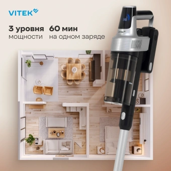 Пылесос Vitek VT-CLS01LIGHT 450Вт темно-серый/серебристый - купить недорого с доставкой в интернет-магазине