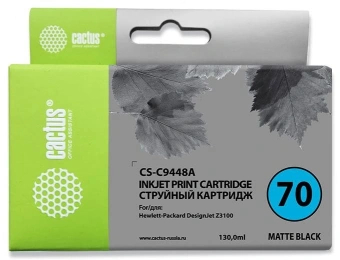 Картридж струйный Cactus CS-C9448A №70 черный матовый (130мл) для HP DJ Z3100 с чипом - купить недорого с доставкой в интернет-магазине