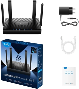 Роутер Cudy WR3000 AX3000 10/100BASE-TX/Wi-Fi черный - купить недорого с доставкой в интернет-магазине