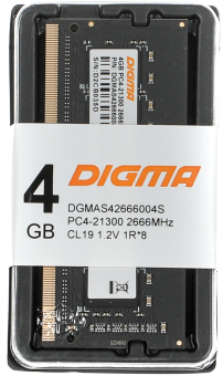 Память DDR4 4Gb 2666MHz Digma DGMAS42666004S RTL PC4-21300 CL19 SO-DIMM 260-pin 1.2В single rank - купить недорого с доставкой в интернет-магазине