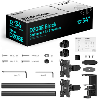Кронштейн для мониторов Onkron D208E черный 13"-34" макс.16кг настольный поворот и наклон - купить недорого с доставкой в интернет-магазине