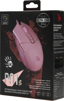 Мышь A4Tech Bloody P91s розовый оптическая 8000dpi USB 8but (P91S PINK ACTIVATED) - купить недорого с доставкой в интернет-магазине