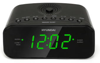 Радиобудильник Hyundai H-RCL221 черный LCD подсв:зеленая часы:цифровые FM - купить недорого с доставкой в интернет-магазине