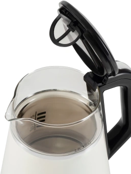 Чайник электрический Hyundai HYK-G3013 1.0л. 1100Вт белый/черный корпус: стекло - купить недорого с доставкой в интернет-магазине