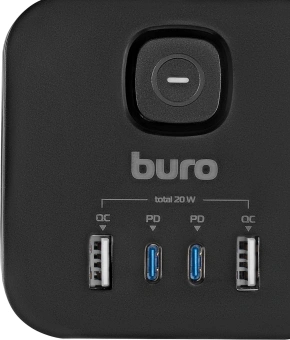 Сетевой удлинитель Buro BU-PC3.1UС-Plus-B 1.5м (3 розетки) черный (коробка) - купить недорого с доставкой в интернет-магазине
