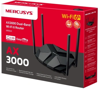 Роутер беспроводной Mercusys MR85X AX3000 10/100/1000/2500BASE-T черный - купить недорого с доставкой в интернет-магазине