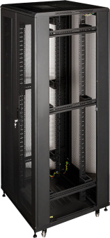 Шкаф серверный Lanmaster Business (TWT-CBB-47U-8X12-P1) напольный 47U 800x1200мм пер.дв.перфор. задн.дв.перфор.2-хст. 2 бок.пан. 800кг черный - купить недорого с доставкой в интернет-магазине