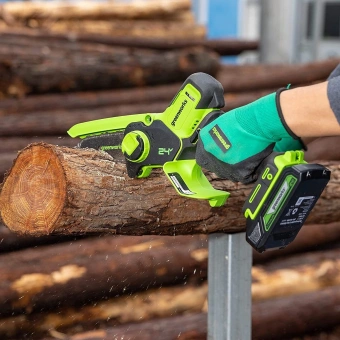 Цепная пила Greenworks G24MCS10 дл.шины:4"(10cm) 1аккум. 2Ач ЗУ (2008207UA) - купить недорого с доставкой в интернет-магазине