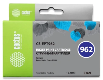 Картридж струйный Cactus CS-EPT962 T0962 голубой (13мл) для Epson Stylus Photo R2880 с чипом - купить недорого с доставкой в интернет-магазине