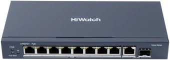Коммутатор HiWatch DS-S1008GP (L2) 8x100Мбит/с 2x1Гбит/с 1SFP 8PoE 58W неуправляемый - купить недорого с доставкой в интернет-магазине