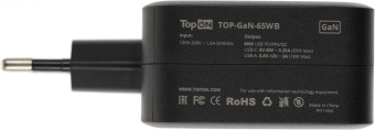 Блок питания TopON TOP-GaN-65WB автоматический 65W 5V-20V 3.25A 2xUSB от бытовой электросети LED индикатор - купить недорого с доставкой в интернет-магазине