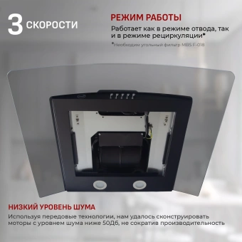 Вытяжка каминная MBS Ruta 150 Glass Black черный стекло управление: кнопочное (1 мотор) - купить недорого с доставкой в интернет-магазине