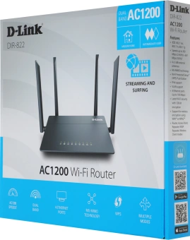 Роутер беспроводной D-Link DIR-822/RU/R4A AC1200 10/100BASE-TX черный - купить недорого с доставкой в интернет-магазине