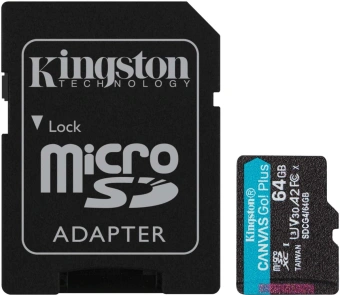 Флеш карта microSDXC 64GB Kingston SDCG4/64GB Canvas Go! Plus V10 A2 + adapter - купить недорого с доставкой в интернет-магазине
