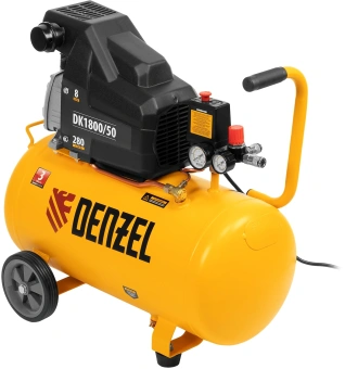 Компрессор поршневой Denzel DK1800/50,Х-PRO масляный 280л/мин 50л 1800Вт желтый/черный - купить недорого с доставкой в интернет-магазине
