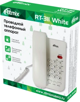 Телефон проводной Ritmix RT-311 белый - купить недорого с доставкой в интернет-магазине