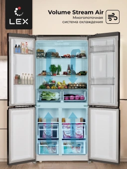 Холодильник Lex LCD450XID 3-хкамерн. серебристый металлик инвертер - купить недорого с доставкой в интернет-магазине