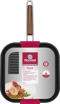 Сковорода-гриль Rondell Fjord RDA-1798 квадратная 26см покрытие: Xylan Plus ручка несъемная (без крышки) черный - купить недорого с доставкой в интернет-магазине