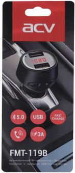 Автомобильный FM-модулятор ACV FMT-119B черный BT USB (37400) - купить недорого с доставкой в интернет-магазине
