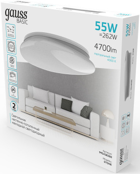 Светильник Gauss Basic Space Stone наст.-потол. 4000K цв.св.:белый белый (995438260) - купить недорого с доставкой в интернет-магазине