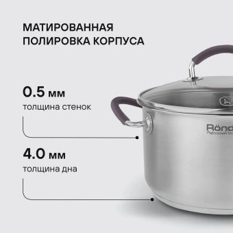 Кастрюля Rondell Akzent RDS-1388 3.1л. d=20см (с крышкой) стальной - купить недорого с доставкой в интернет-магазине