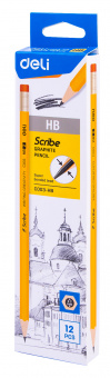Карандаш ч/г Deli EC003-HB Scribe HB шестигран. тополь желтый карт.кор. (12шт) ластик - купить недорого с доставкой в интернет-магазине