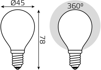 Лампа светодиодная Gauss Filament 105201109-D 9Вт цок.:E14 шар 220B 3000K св.свеч.бел.теп. (упак.:10шт) - купить недорого с доставкой в интернет-магазине