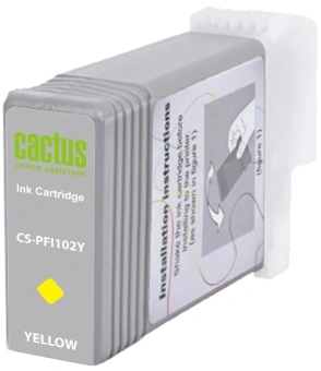 Картридж струйный Cactus CS-PFI102Y PFI-102 Y желтый (130мл) для Canon IP iPF500/iPF600/iPF700/MFP M40/iPF765/LP17/LP24 с чипом - купить недорого с доставкой в интернет-магазине
