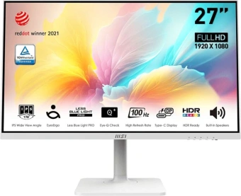Монитор MSI 27" Modern MD2712PW белый IPS LED 1ms 16:9 HDMI M/M матовая HAS Piv 300cd 178гр/178гр 1920x1080 100Hz FreeSync FHD USB 5.85кг - купить недорого с доставкой в интернет-магазине