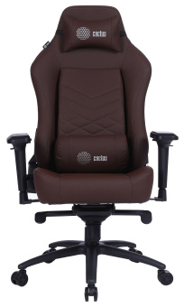 Кресло игровое Cactus CS-CHR-0112BR коричневый эко.кожа с подголов. крестов. сталь - купить недорого с доставкой в интернет-магазине