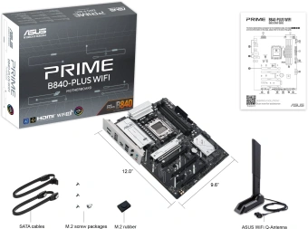 Материнская плата Asus PRIME B840-PLUS WIFI SocketAM5 AMD B840 4xDDR5 ATX AC`97 8ch(7.1) 2.5Gg RAID+HDMI+DP - купить недорого с доставкой в интернет-магазине
