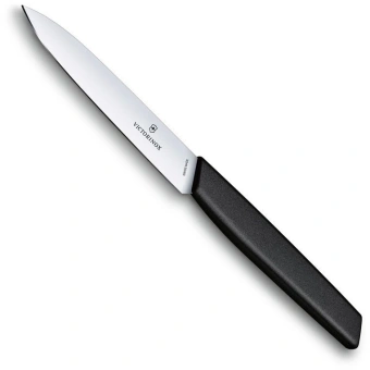 Нож кухонный Victorinox Swiss Modern (6.9003.10) стальной универсальный для чистки овощей и фруктов лезв.100мм прямая заточка черный - купить недорого с доставкой в интернет-магазине