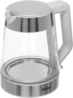 Чайник электрический Haier HK-500 1.7л. 2200Вт серый/белый корпус: стекло/пластик (TD0029955RU) - купить недорого с доставкой в интернет-магазине