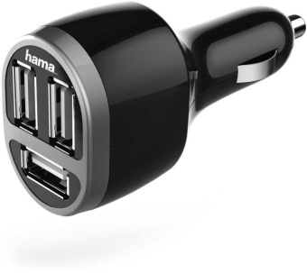 Автомобильное зар./устр. Hama H-173603 5W 2.1A+2.1A+1A 3xUSB универсальное черный (00173603) - купить недорого с доставкой в интернет-магазине