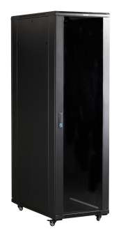 Шкаф коммутационный Lanmaster (TWT-CBB-42U-6X10-G1) напольный 42U 600x1000мм пер.дв.стекл задн.дв.спл.стал.лист 2-хст. 2 бок.пан. 800кг черный IP20 - купить недорого с доставкой в интернет-магазине