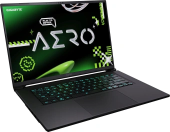 Ноутбук Gigabyte Aero X16 1VH Ryzen AI 7 350 16Gb SSD512Gb NVIDIA GeForce RTX 5060 8Gb 16" IPS QHD+ (2560x1600) без ОС black WiFi BT Cam (1VH93KZC93AD) - купить недорого с доставкой в интернет-магазине