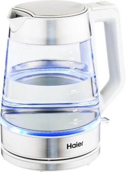 Чайник электрический Haier HK-500 1.7л. 2200Вт серый/белый корпус: стекло/пластик (TD0029955RU) - купить недорого с доставкой в интернет-магазине