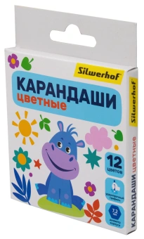 Карандаши цв. Silwerhof Mini Веселые друзья 2.65мм шестигран. дерево ассорти 12цв. коробка/европод. - купить недорого с доставкой в интернет-магазине