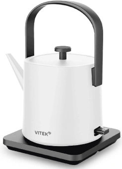 Чайник электрический Vitek VT-WK1001 0.8л. 1000Вт белый/черный корпус: металл - купить недорого с доставкой в интернет-магазине