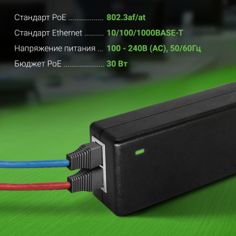 Инжектор PoE Digma DNP30W48GTXP 10/100/1000BASE-T 30Вт 100-240В(АС) - купить недорого с доставкой в интернет-магазине