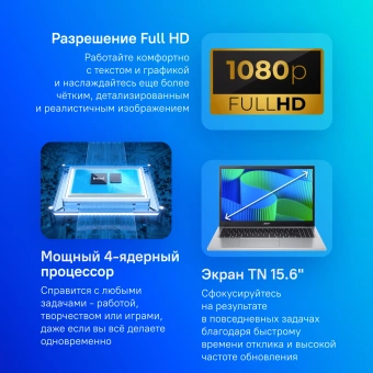 Ноутбук Acer Extensa 15 EX215-34-C6UB N-series N100 8Gb SSD256Gb Intel UHD Graphics 15.6" TN FHD (1920x1080) noOS silver WiFi BT Cam (NX.EHTCD.006) - купить недорого с доставкой в интернет-магазине