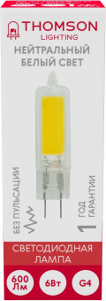 Лампа светодиодная Thomson TH-B4202 6Вт цок.:G4 капсул. 220B св.свеч.бел.нейт. (упак.:1шт) - купить недорого с доставкой в интернет-магазине